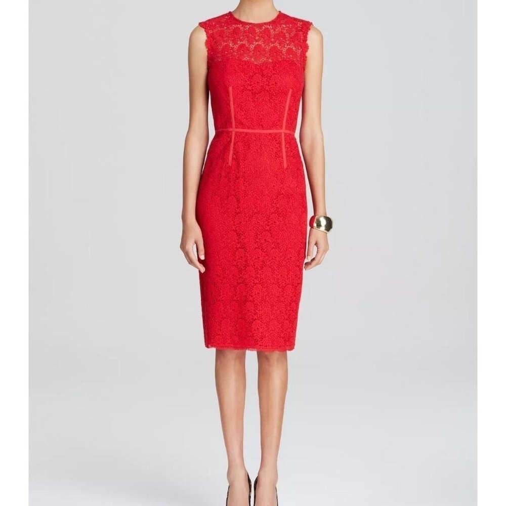 JILL Jill Stuart Women's Illusion Yoke Lace Sheath Dress 8